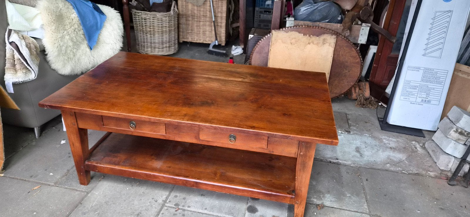 koloniale teakhouten salontafel, Gebruikt, 100 tot 150 cm, Rechthoekig, 50 tot 100 cm