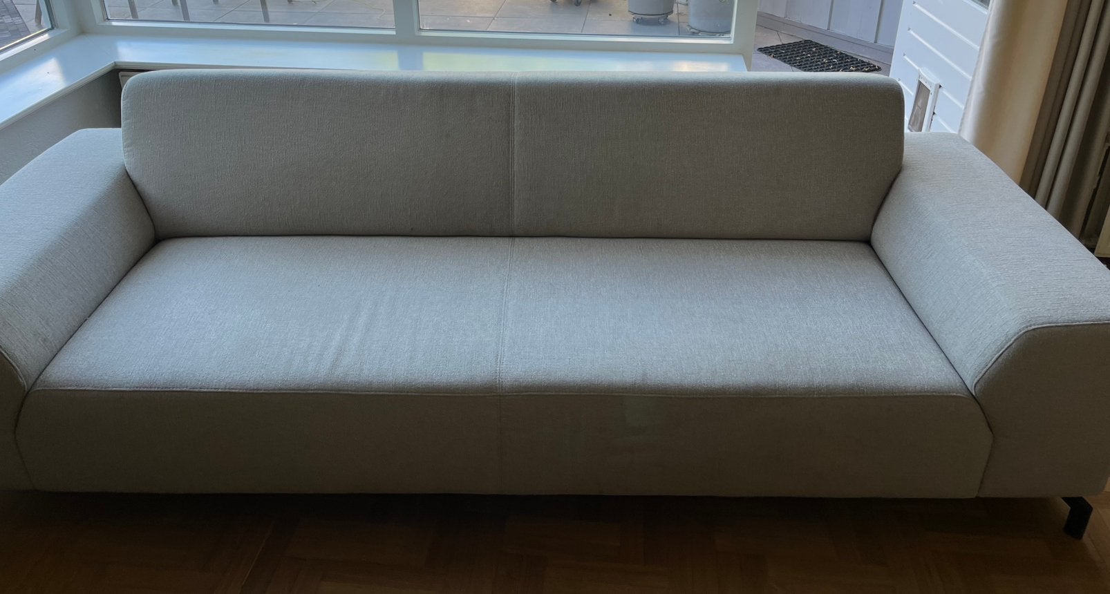 3 zits bank, Ophalen, Gebruikt, 90 cm, Beige