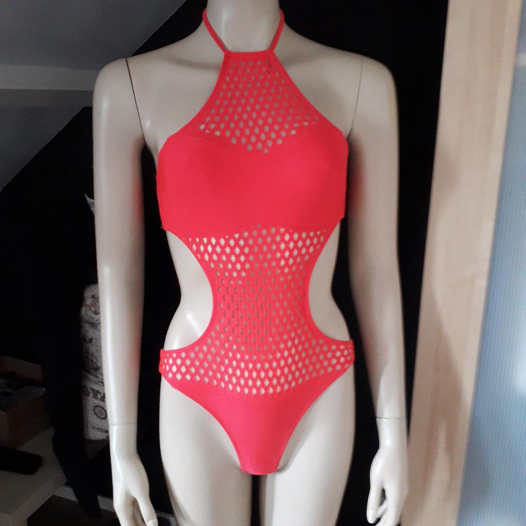 sexy One Piece badpak met mesh elementen, S, nieuw, Verzenden, Nieuw, Rood, Badpak