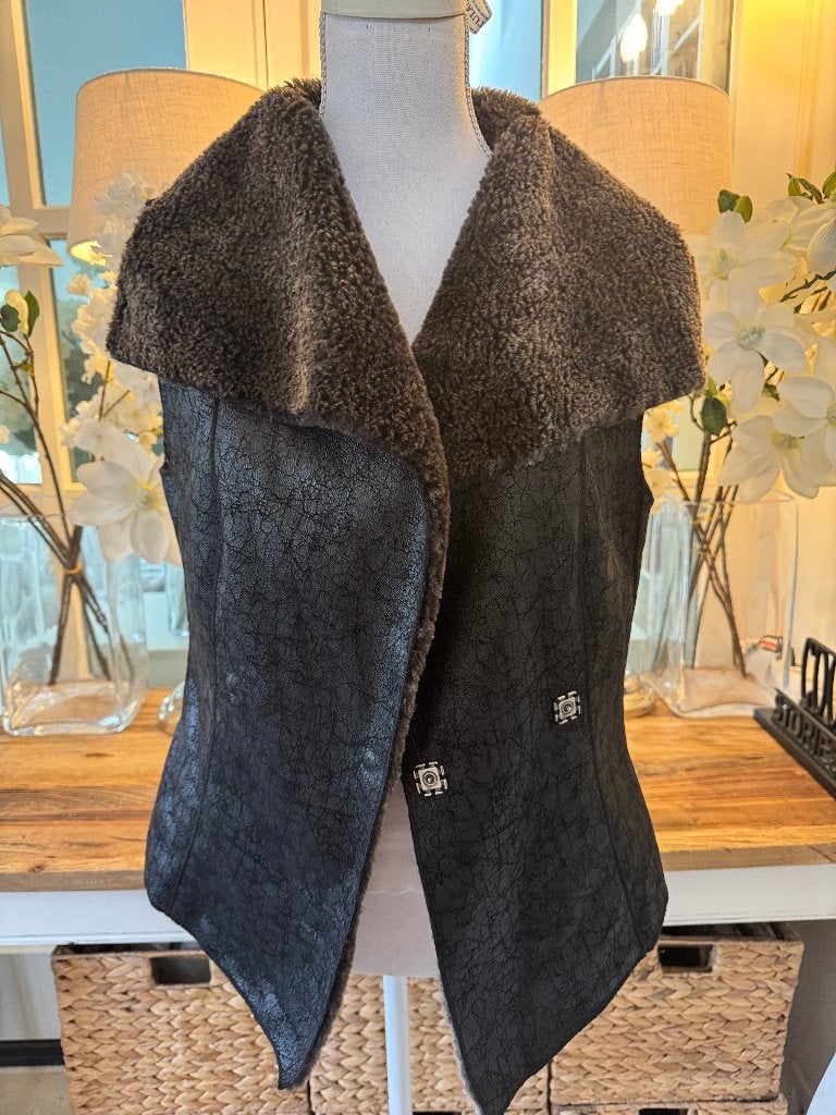 Chique Zwart-Bruin bodywarmer Marc Cain, 38/nr.3/M., Kleding | Dames, Bodywarmers, Verzenden, Zo goed als nieuw, Maat 38/40 (M)
