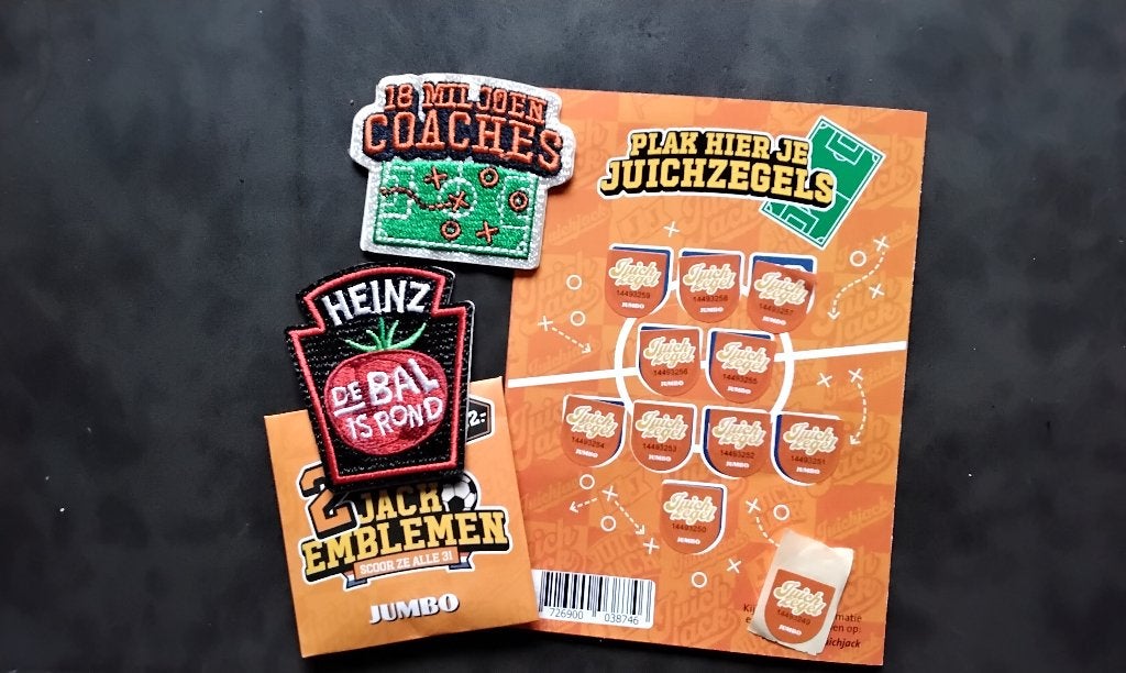 Jumbo juichzegels 1 kaart+2 emblemen  gratis ophalen, Jumbo, Ophalen