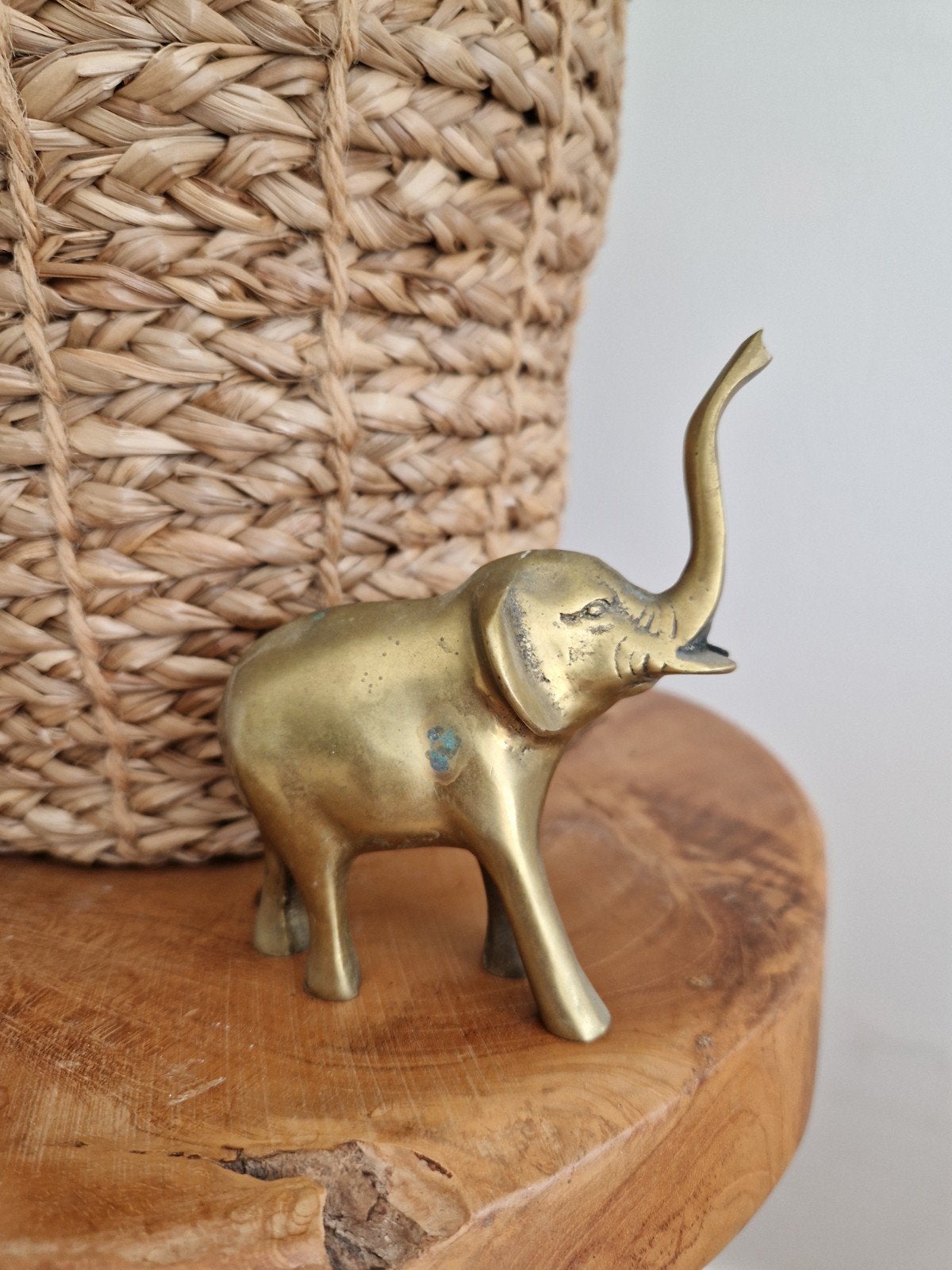 Olifant messing goud vintage brocante beeldje, Antiek en Kunst, Ophalen of Verzenden
