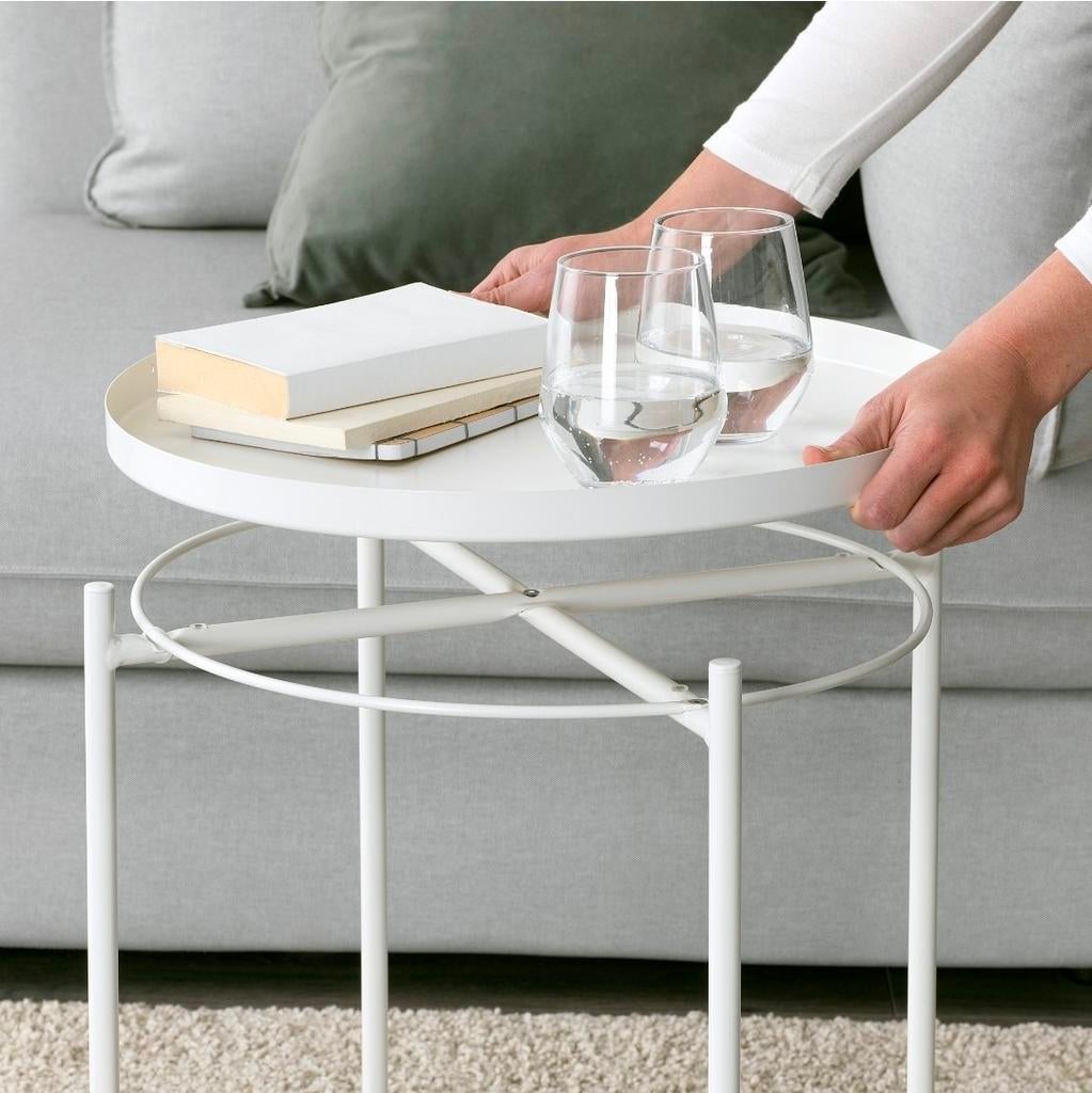 Ikea Gladom Salontafel Wit - 45x53cm, Minder dan 55 cm, Gebruikt, Metaal of Aluminium, Rond