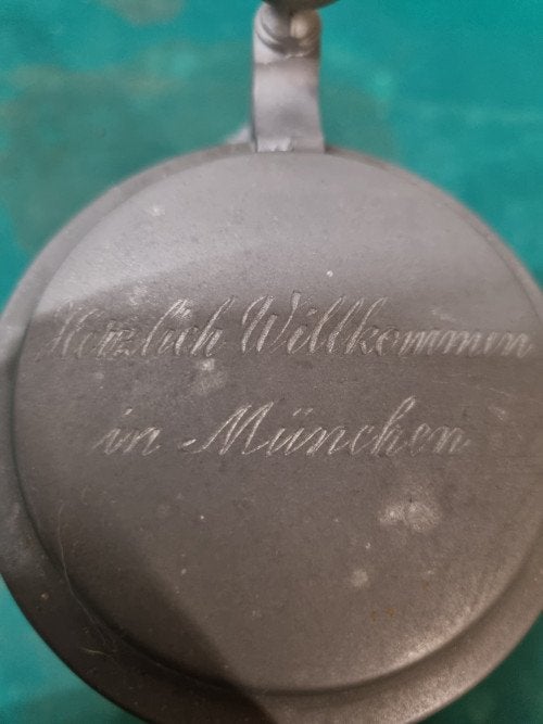 bierpul munchen glas gedecoreed met tinnen deksel, Ophalen of Verzenden, 'T Olde Gre-j, Info@toldegrej.nl, Endepoelstraat 20f Didam