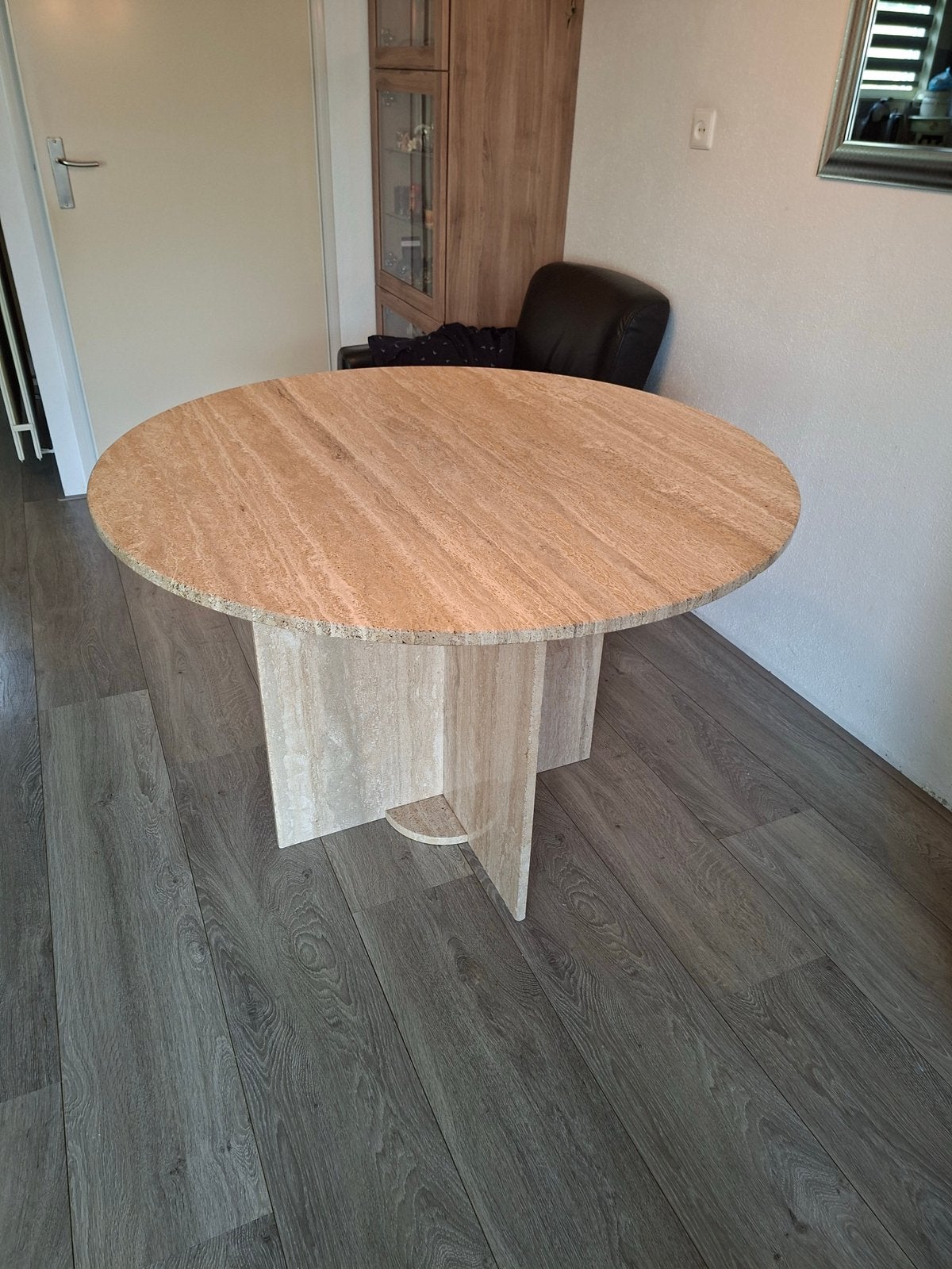 Eettafel travertin marmer 110 diagonaal, Ophalen, Zo goed als nieuw, Rechthoekig, 100 tot 150 cm