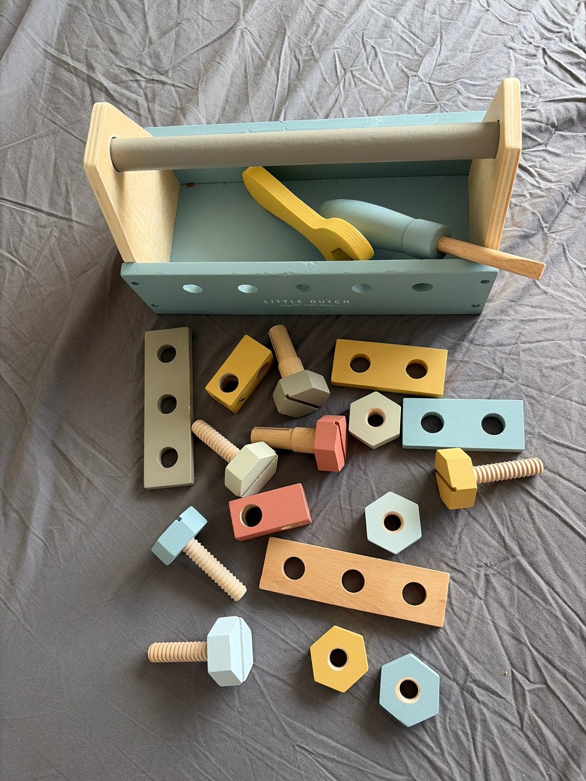 Little Dutch Houten Gereedschapskist met Gereedschap, Ophalen, Zo goed als nieuw, Jongen of Meisje