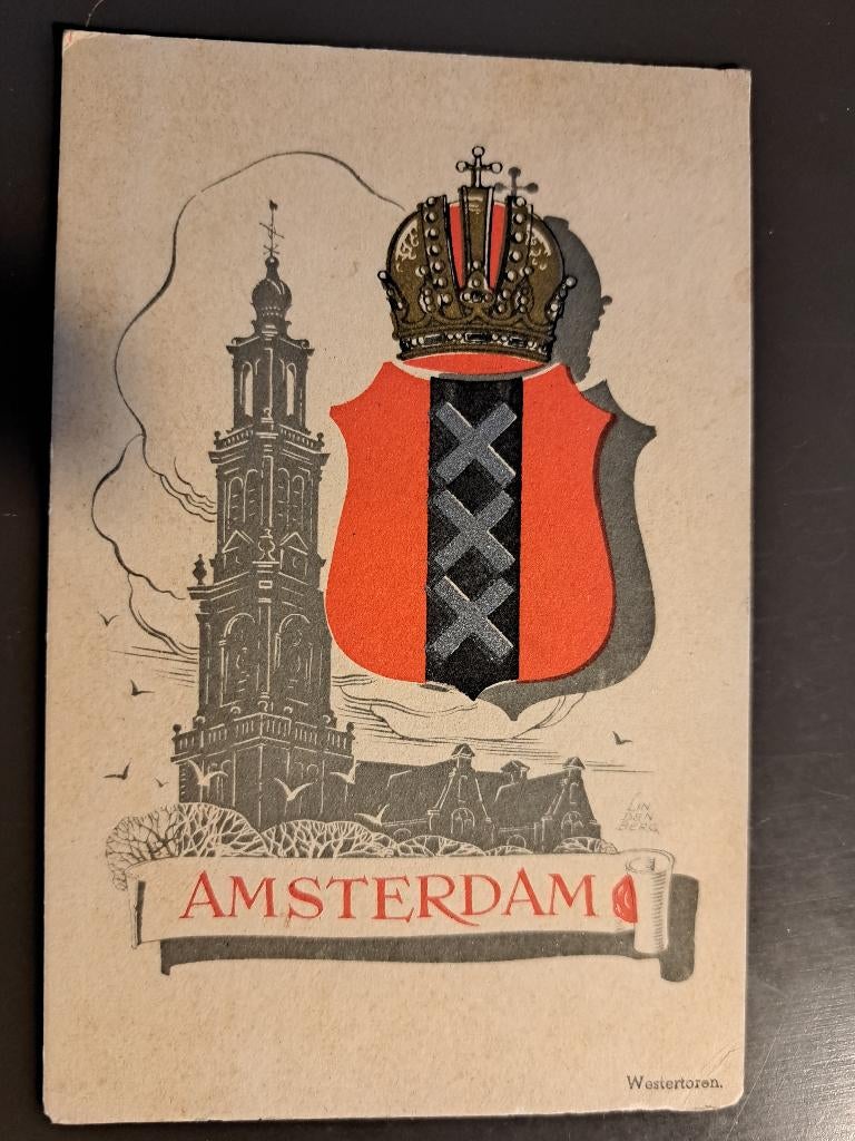 Amsterdam - Westertoren, Ophalen of Verzenden, 1920 tot 1940, Gelopen, Noord-Holland