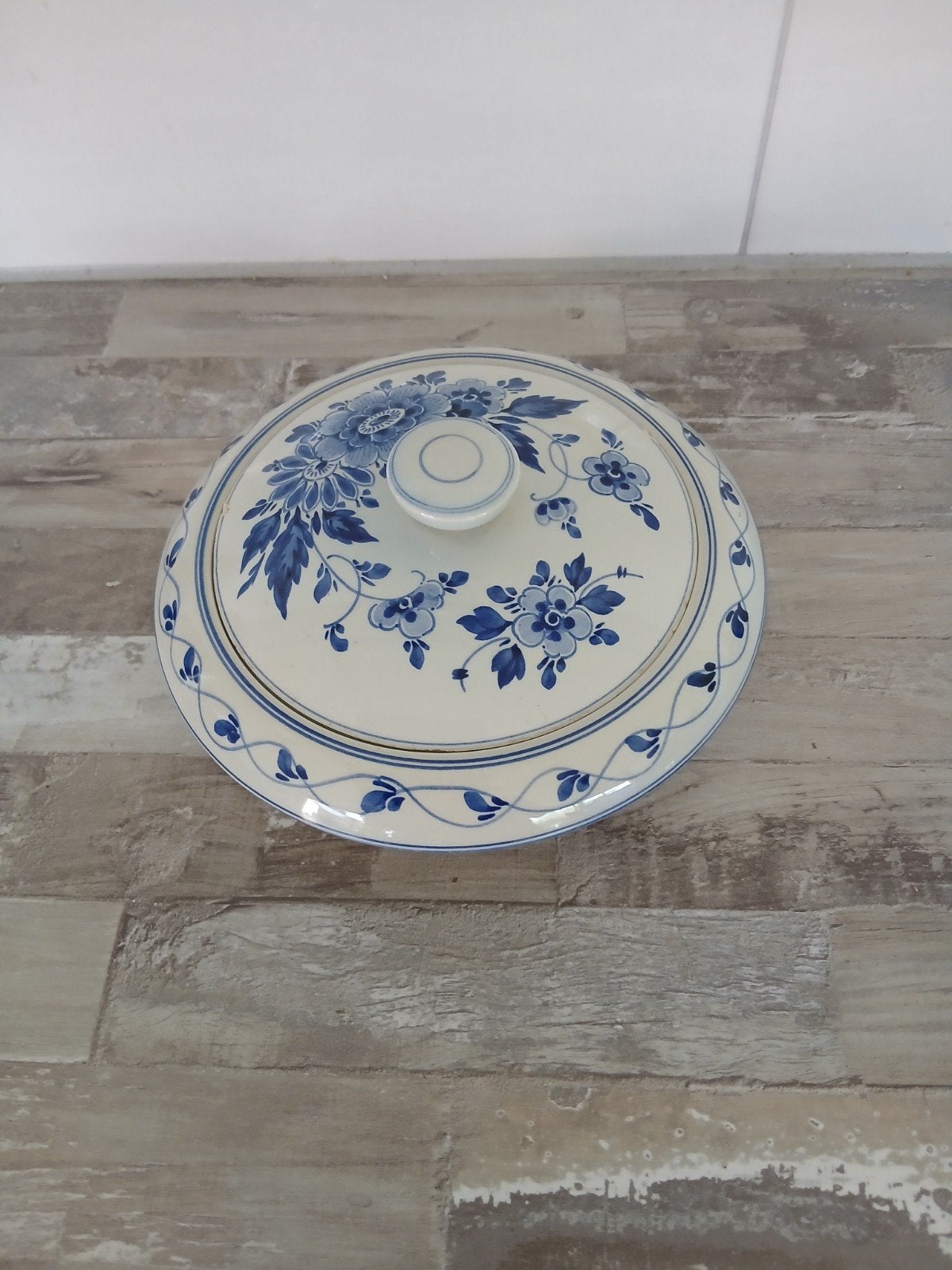 Delfts Blauw Schaal met Deksel - Handgeschilderd, Antiek en Kunst, Ophalen of Verzenden