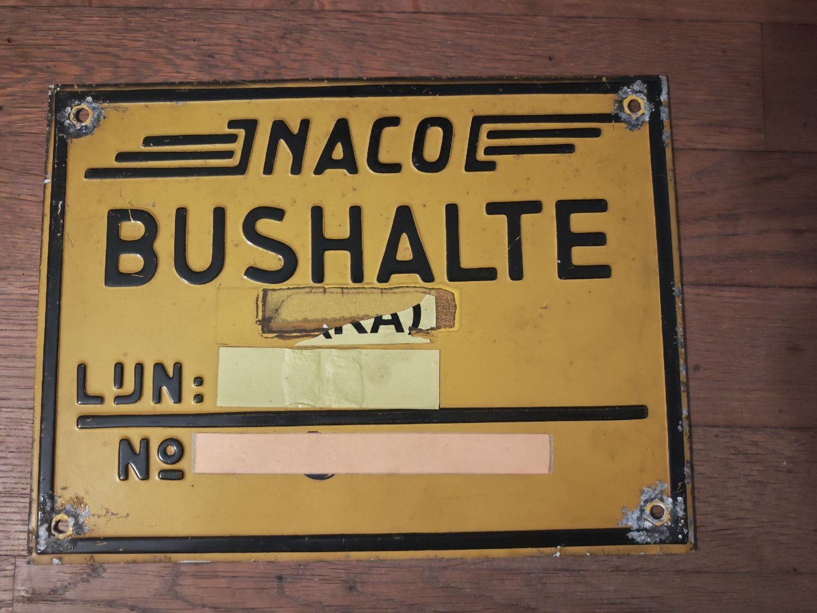 zeldzaam metalen NACO Bushalte  Bord, Verzamelen, Ophalen of Verzenden, Trein, Overige typen