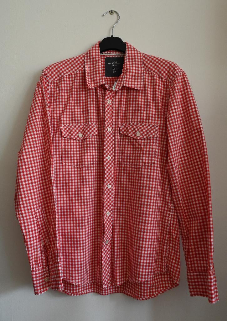 Katoenen blouse, rode ruit H&M, medium, cowboy / cowgirl, Maat 38/40 (M), H&M, Verzenden, Gedragen