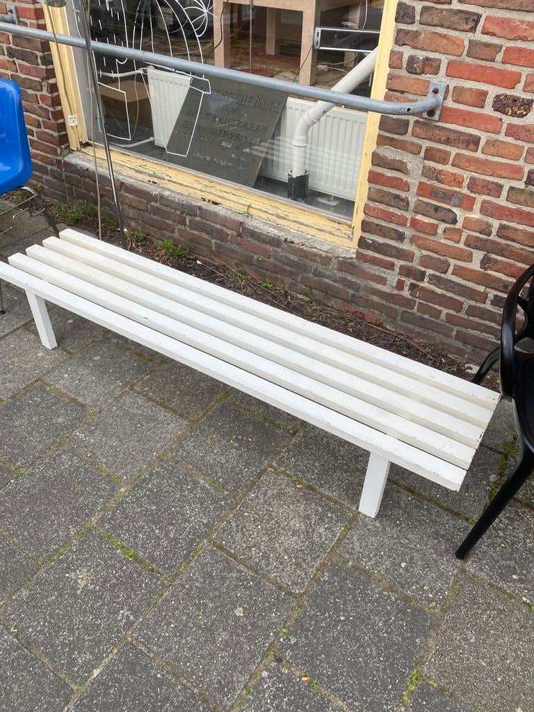 Wit metalen zwaar bankje ‘70 jaren vintage, Ophalen, Zo goed als nieuw, Metaal