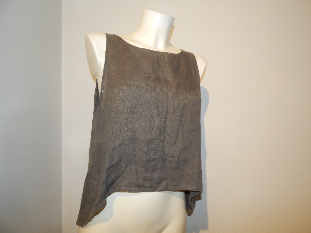 Sarah Pacini bruin linnen zijkant langer achter knopen M/L, Maat 38/40 (M), Bruin, Verzenden, Sarah Pacini