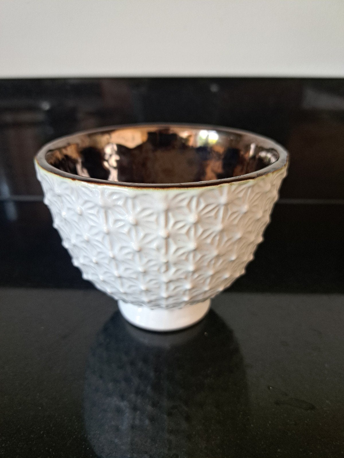 Des Pots originele kom  Wit met Gouden / Bronzen binnenkant, Ophalen of Verzenden, Overige stijlen, Aardewerk, Schaal of Schalen