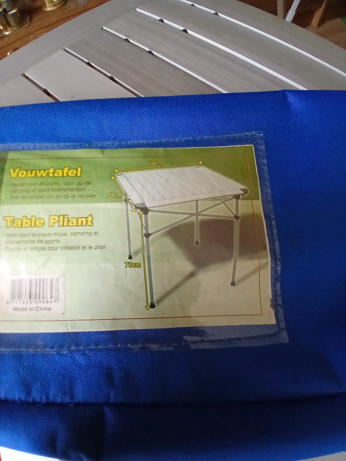 Vouw tafel met opbergzak 70x70, Ophalen of Verzenden, Gebruikt, Campingtafel