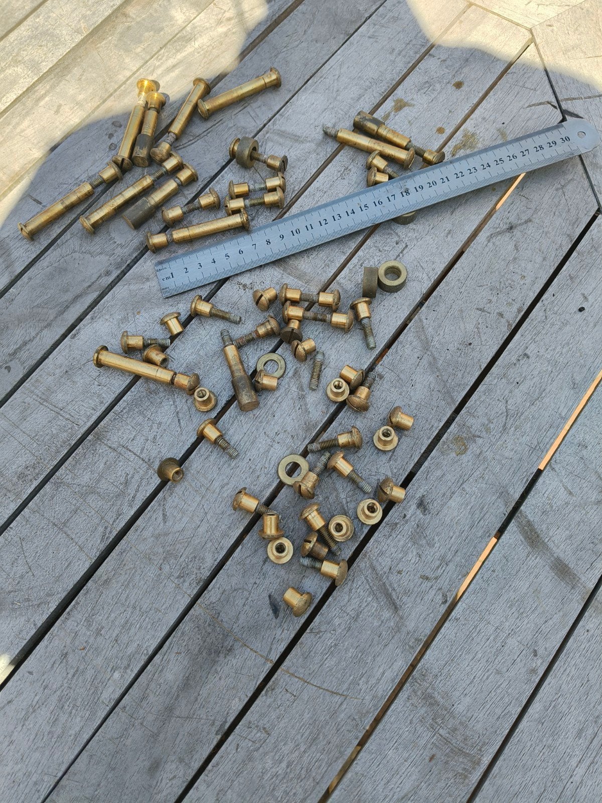 messing bouten met schroefdraad, Ophalen of Verzenden, Gebruikt