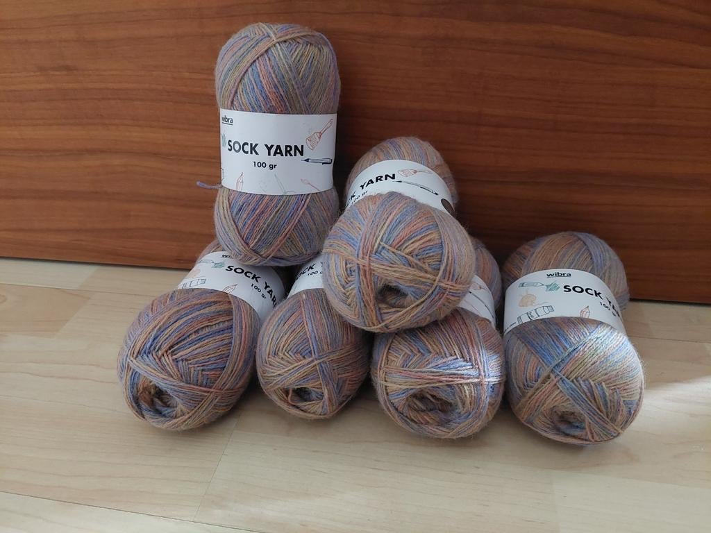 Wibra Sock, sokkengaren sokkenwol 6x 100 gr, Hobby en Vrije tijd, Breien en Haken, Ophalen of Verzenden, Nieuw, Breien of Haken