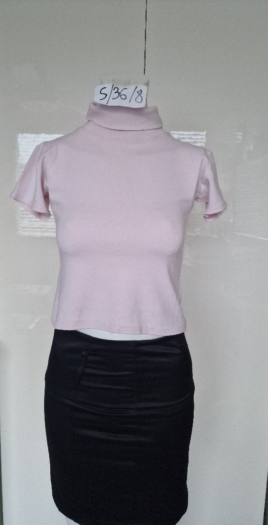 Shirt met rolkraag maat S/36, Ophalen of Verzenden, Korte mouw, Roze, Maat 36 (S)