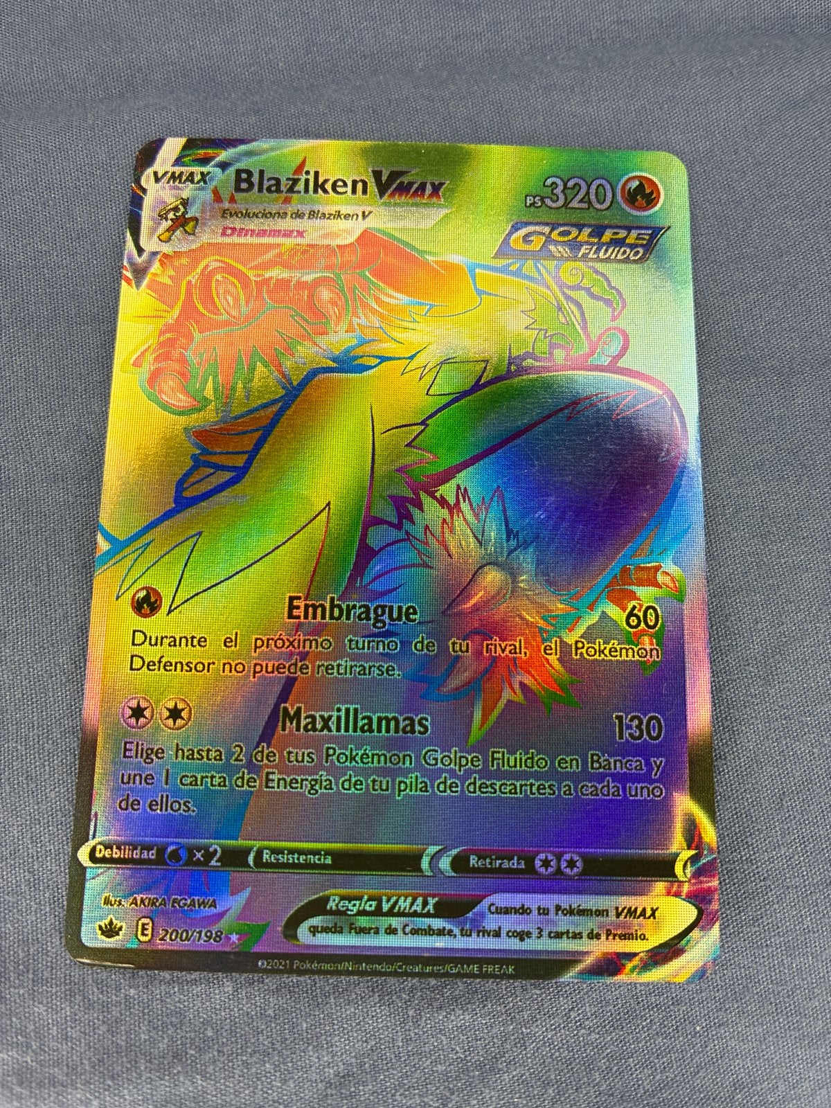 Blaziken VMAX Pokémon Kaart (Rainbow Rare), Ophalen of Verzenden, Zo goed als nieuw, Losse kaart, Foil