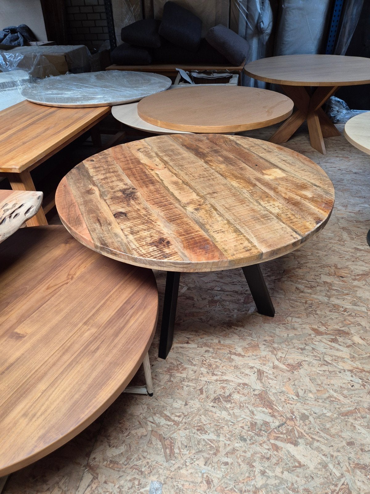 Ronde tafels diverse soorten hout marmeren travertin aanbied, Ophalen, Nieuw, 50 tot 100 cm, Minder dan 100 cm
