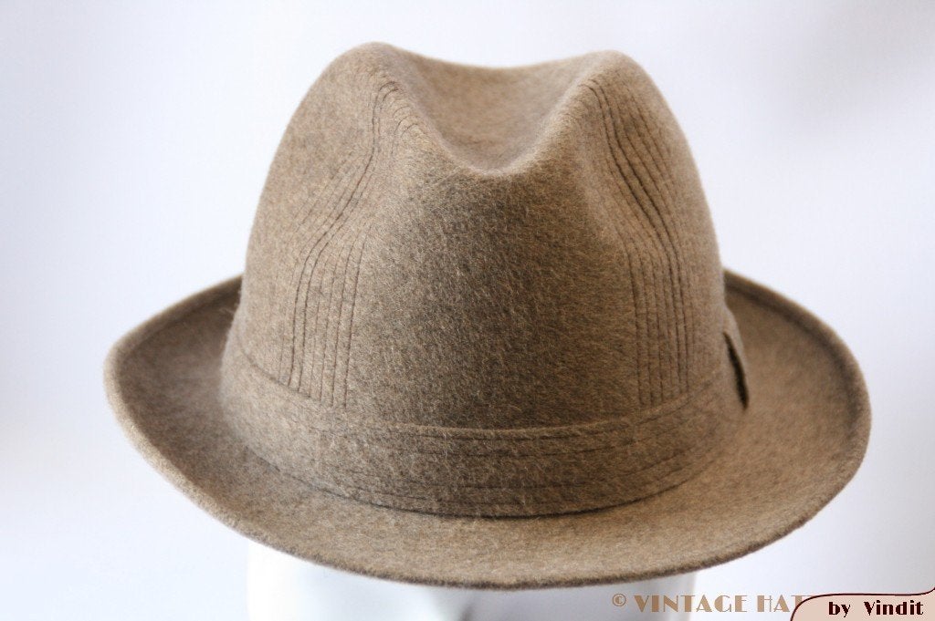 Vintage Gleufhoed Lonconito grijsbruin haarvilt 57, Hoed, Lonconito, Ophalen of Verzenden, 57 cm (M, 7⅛ inch) of minder