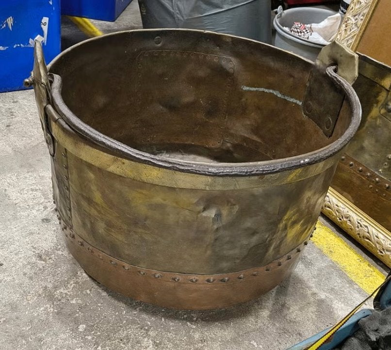Grote koperen ketel antiek - teil met hengsel, Ophalen