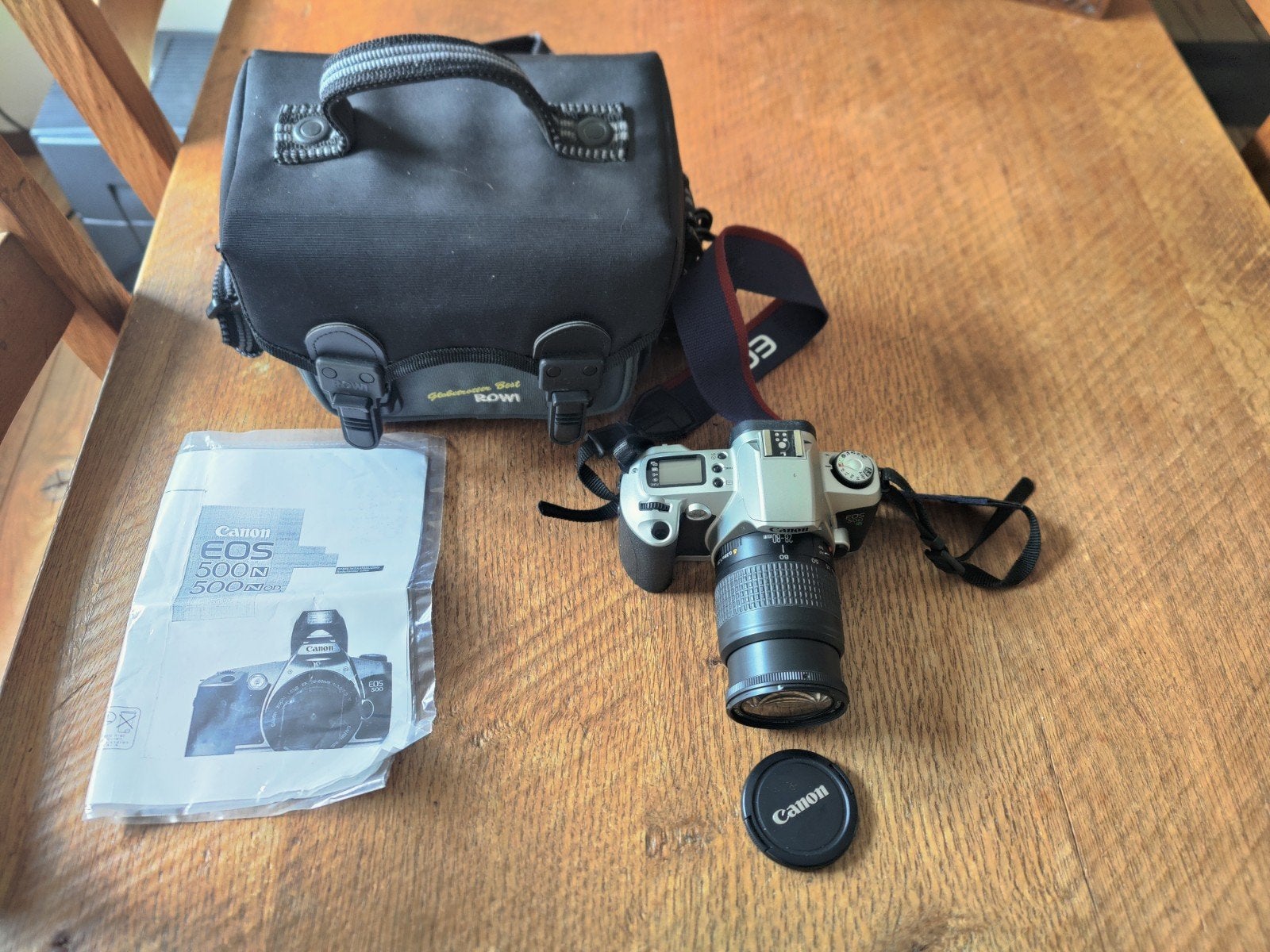 Canon EOS 500 spiegelreflexcamera met lens en tas