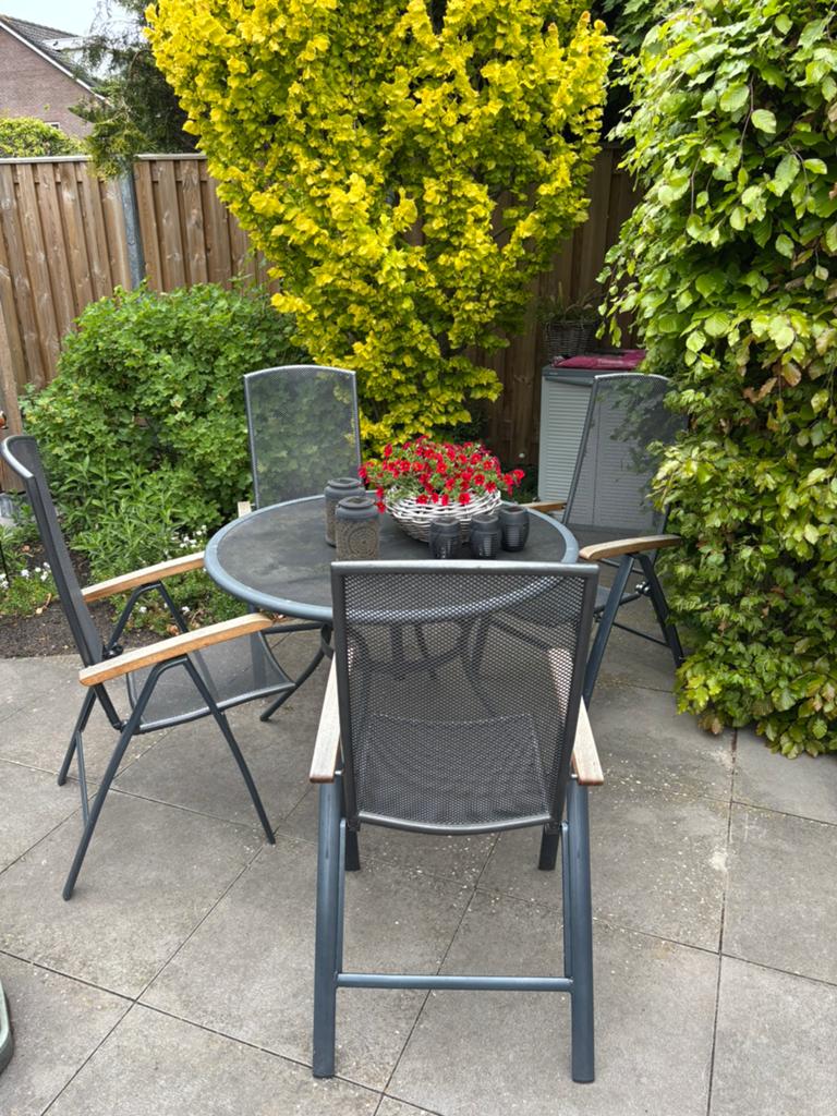 Tuinset, Tuin en Terras, Ophalen, 4 zitplaatsen, Gebruikt, Aluminium