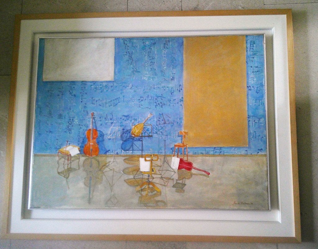 Muziek 1999 - Anahi Roitman (geb.1956, Argentinië), Antiek en Kunst, Kunst | Schilderijen | Klassiek, Ophalen, Doek, Bijzondere lijst