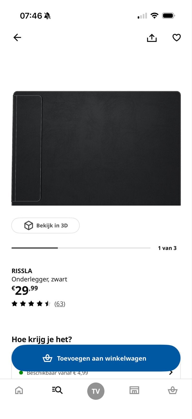 NIEUW! Rissla Ikea onderlegger zwart, Ophalen, Nieuw