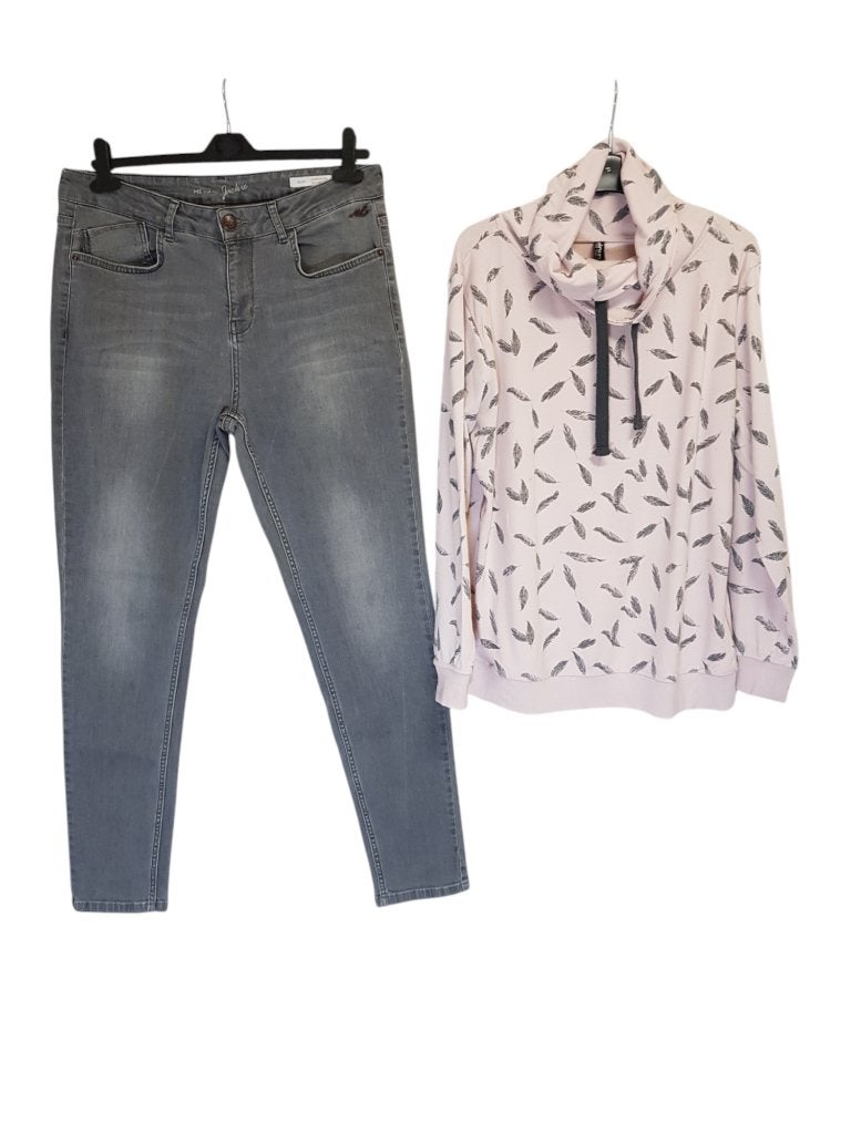 Mooie grijze MISS ETAM stretch jeans Jackie mt 42., Kleding | Dames, Verzenden, Zo goed als nieuw, Grijs, Miss Etam