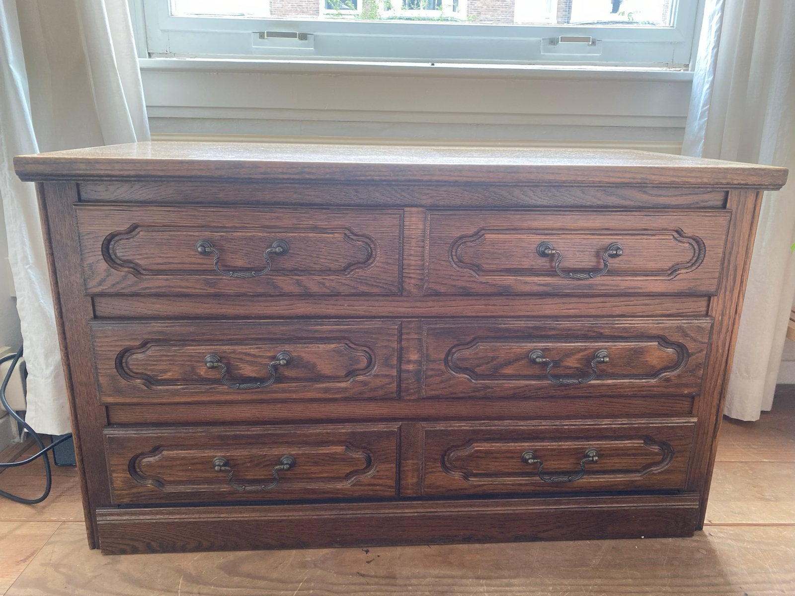 Vintage wooden chest of drawers with 6 drawers - 96x50cm, Ophalen, Gebruikt, 5 laden of meer, 50 tot 100 cm