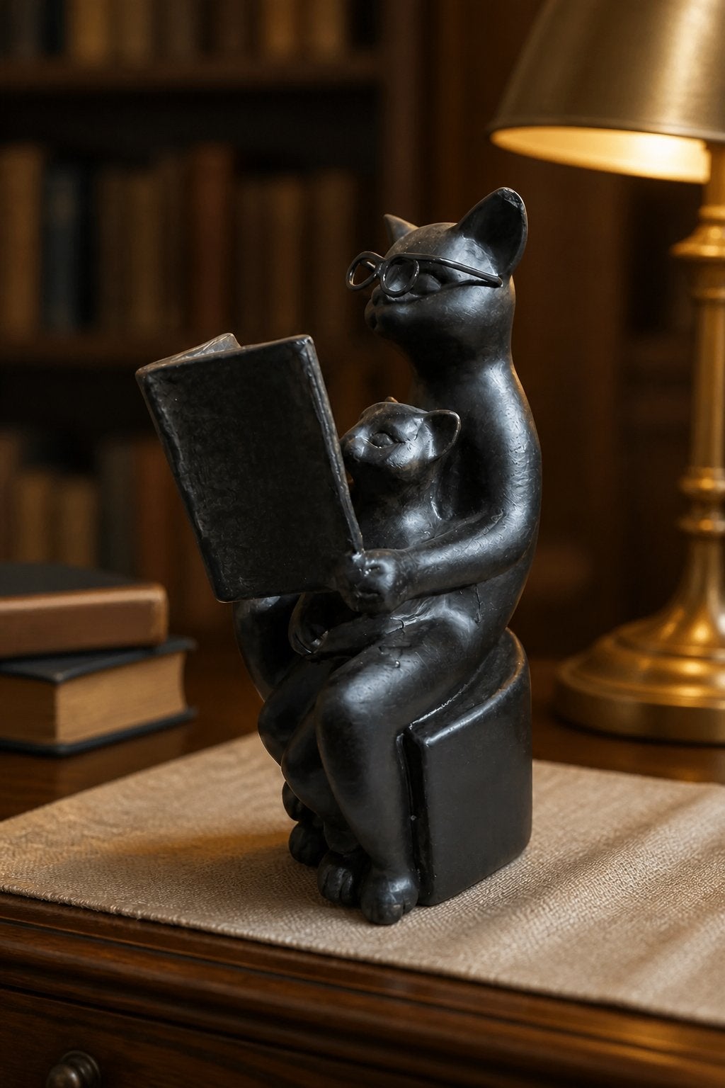 Boekensteunen Kat met Kitten - Steun Zwerfhonden Griekenland, Zwart, Overige materialen, Overige stijlen, Nieuw