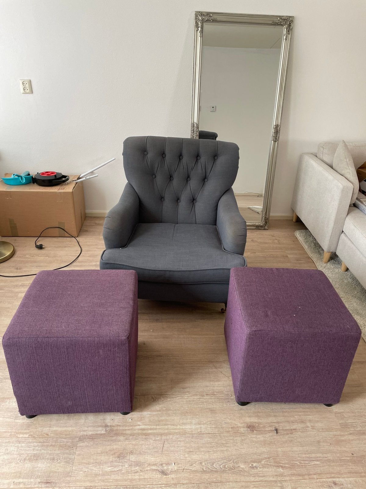 Bank met twee vierkant stoelen gratis ophalen, Ophalen, Gebruikt, Eenpersoons, 75 tot 100 cm
