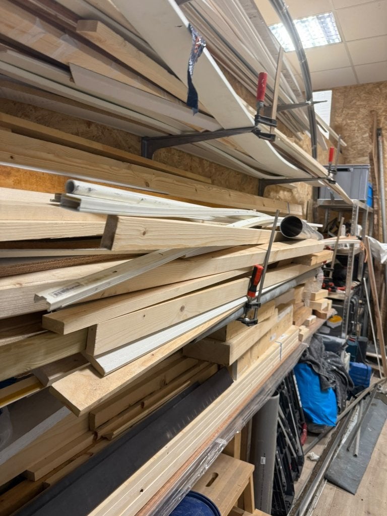 Partij hout, balken, platen, afwerklatten, Overige typen, Ophalen of Verzenden, Zo goed als nieuw, 50 mm of meer