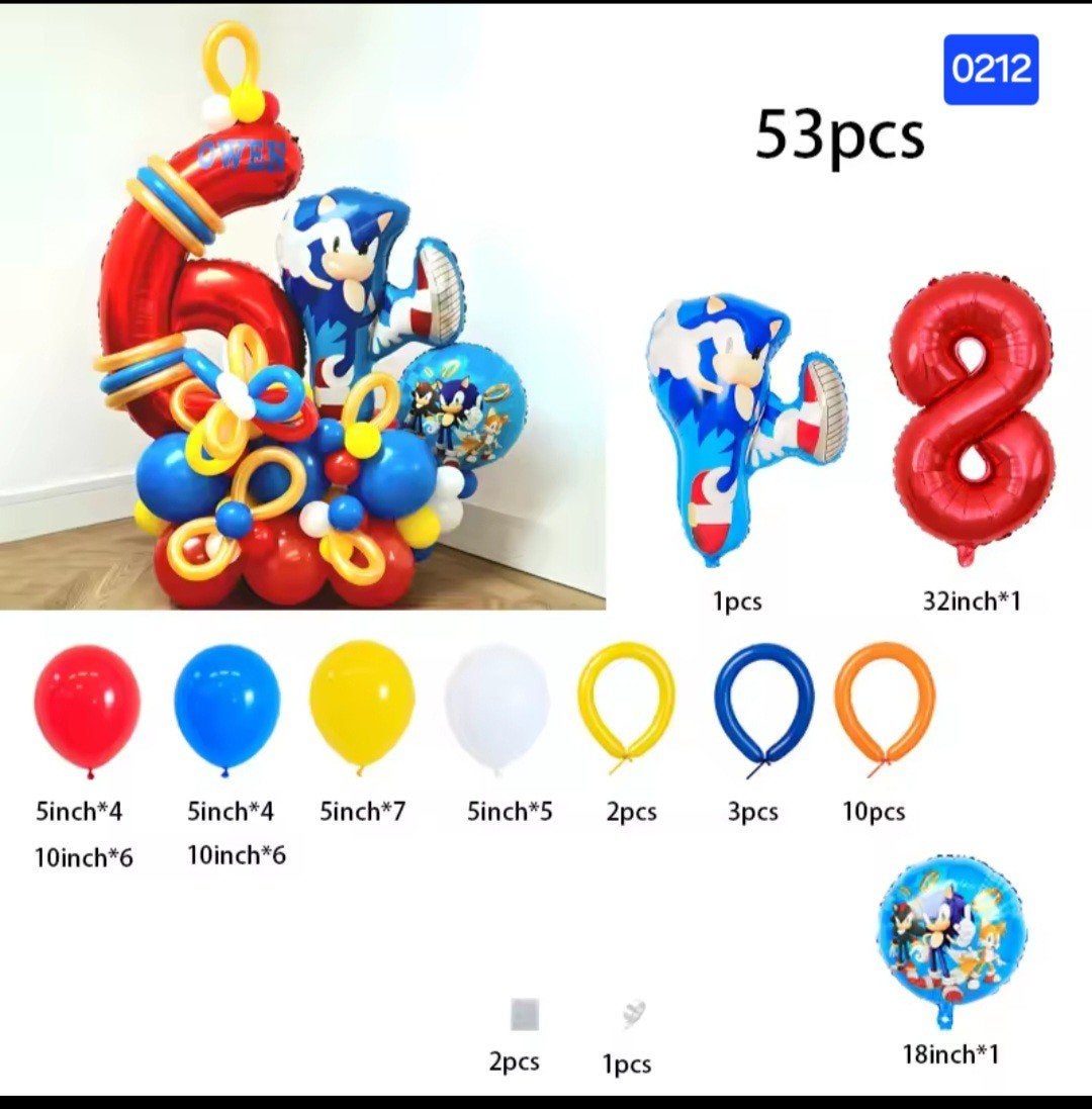 Sonic de Egel Verjaardagsballonnen Set - 53 Stuks, Hobby en Vrije tijd, Ophalen, Nieuw, Feestartikel, Verjaardag