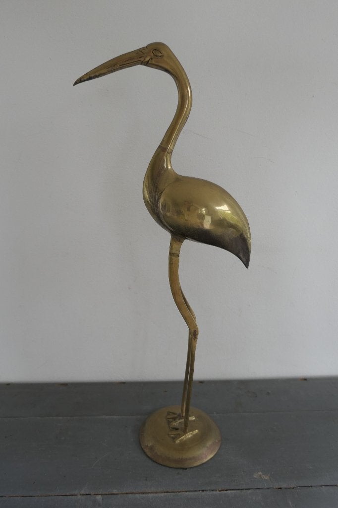 Vintage XL messing vogel flamingo kraanvogel jaren '70, Verzenden, Koper