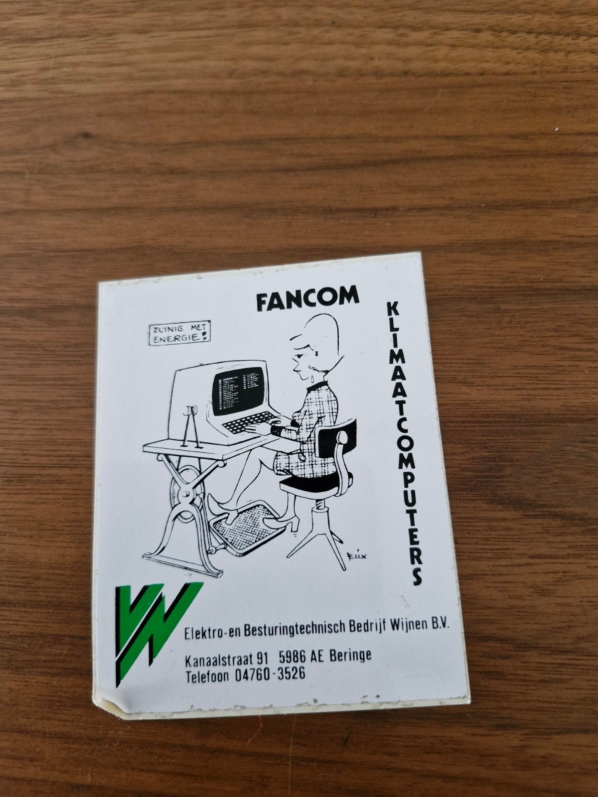 9483  Fancom Klimaatcomputers Sticker - Zuinig met Energie, Ophalen of Verzenden, Gebruikt, Bedrijf of Vereniging