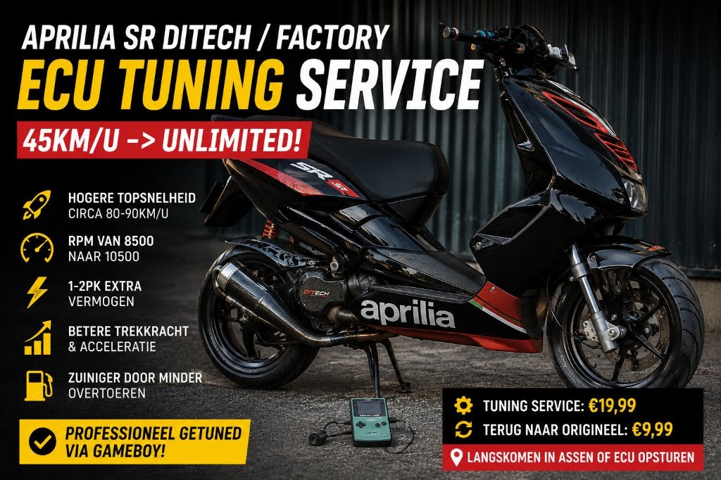 Aprilia SR Ditech / Factory ECU Tuning Service - €19,99, Fietsen en Brommers, Ophalen of Verzenden, Nieuw, Benzine, SR 50
