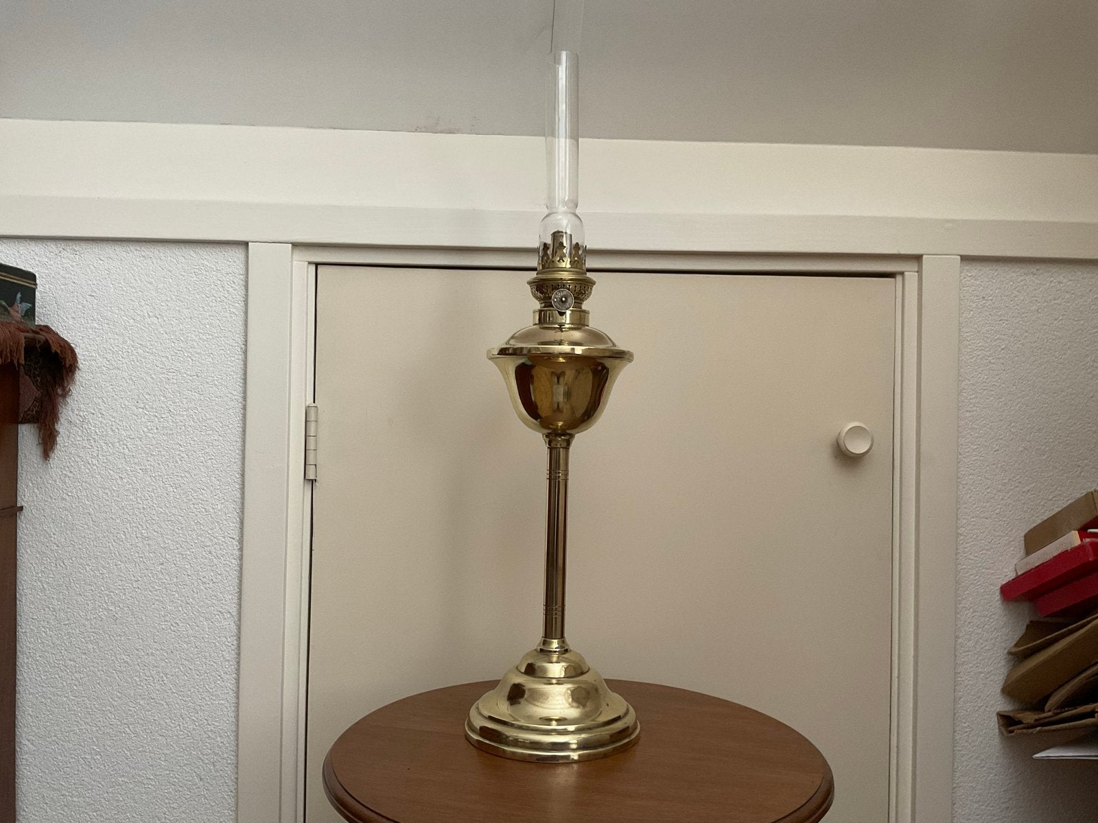 Antieke Koperen Staande Olielamp, Antiek en Kunst, Ophalen of Verzenden
