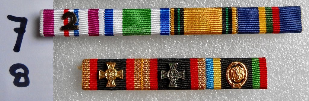 Twee sets medaille- batons, 1 NL, 1 D., Ophalen of Verzenden, Landmacht, Duitsland, Lintje, Medaille of Wings