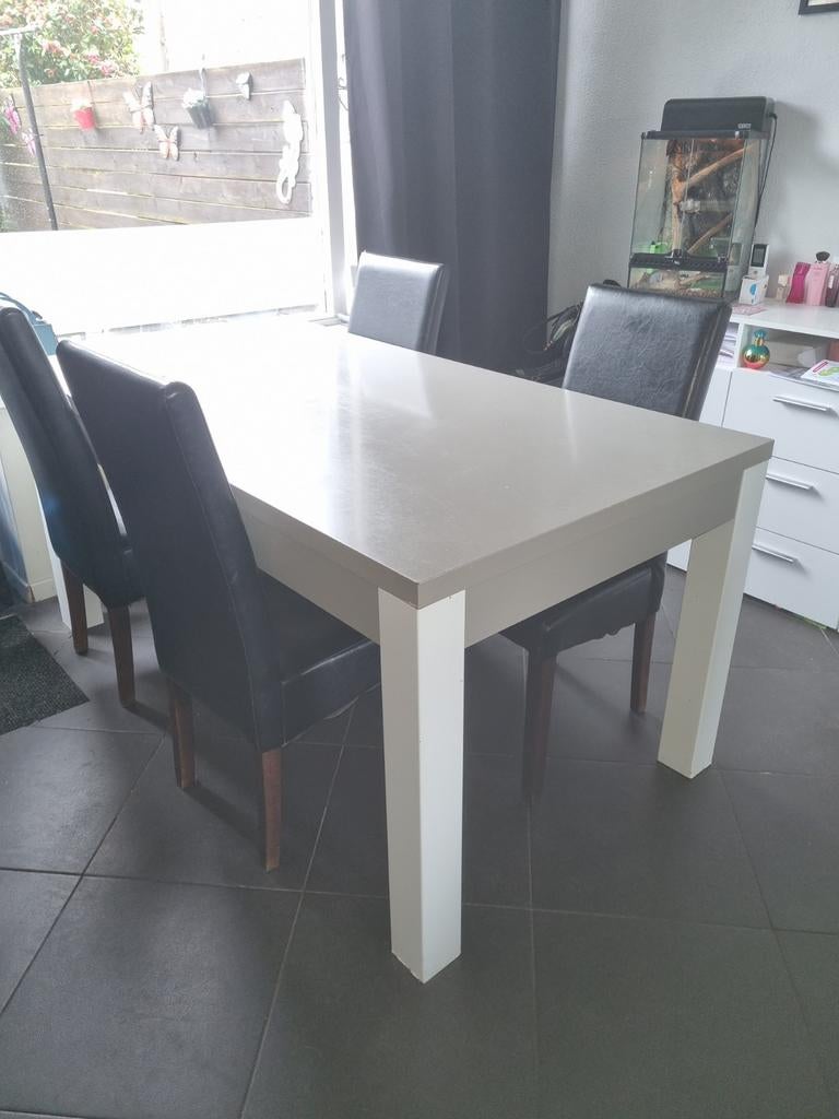 4 Stoelen + Tafel, Huis en Inrichting, Tafels | Eettafels, Ophalen, Gebruikt, Rechthoekig, 50 tot 100 cm