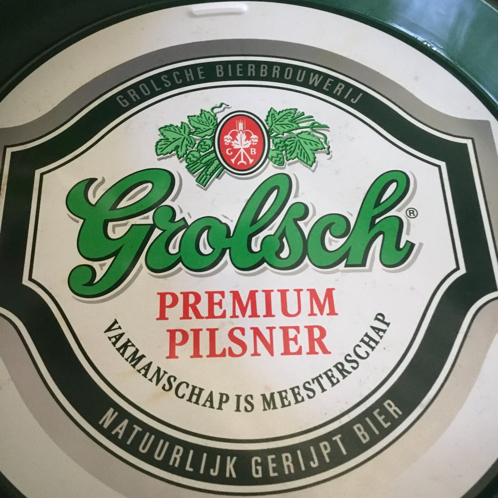 Oud Grolsch dienblad - Pagani Lecco Italy, Ophalen of Verzenden, Gebruikt, Rond, Metaal