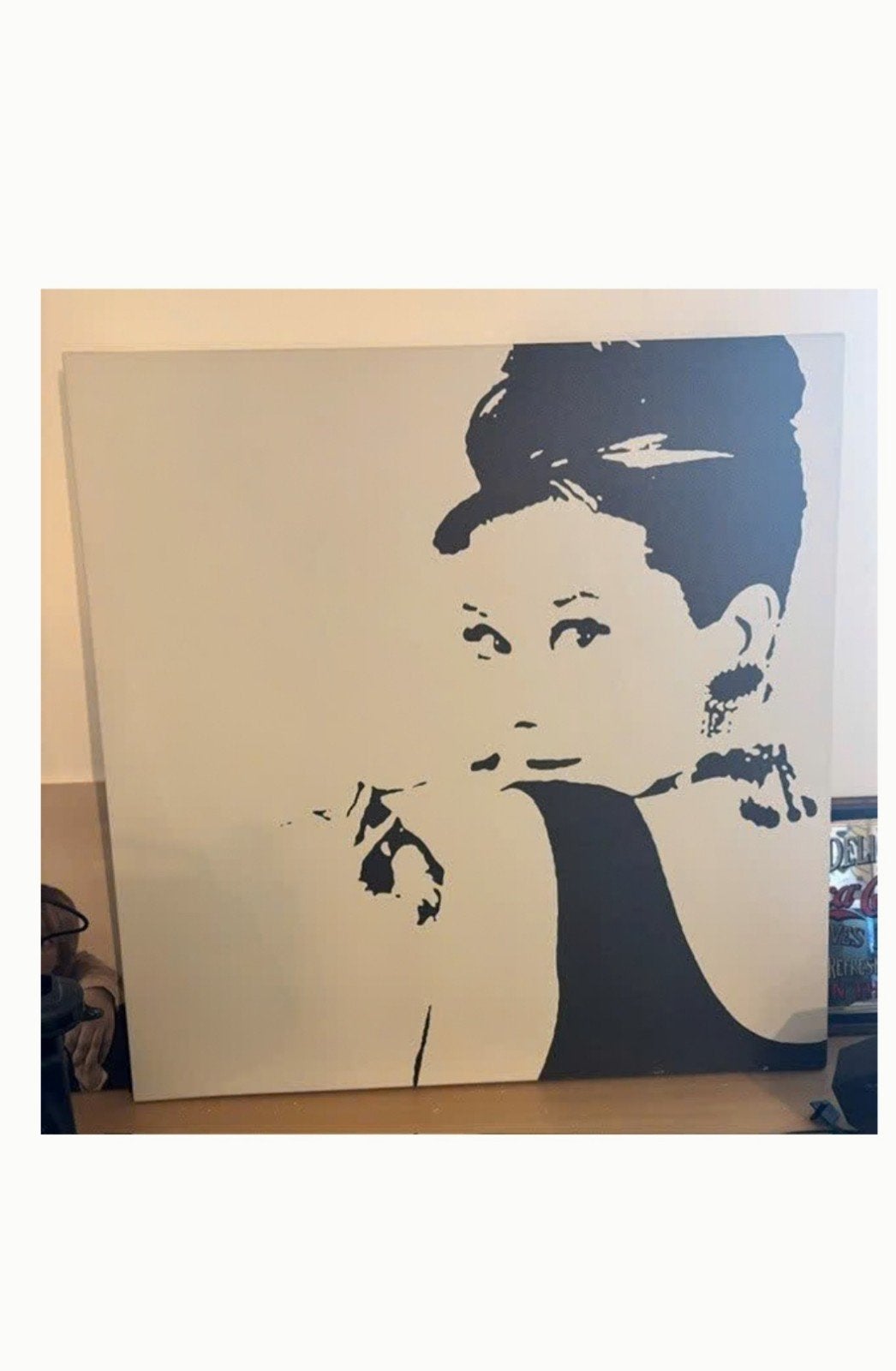 IKEA PJÄTTERYD Audrey Hepburn Canvas - Vintage, Ophalen, Textiel, Op houten frame, Portret