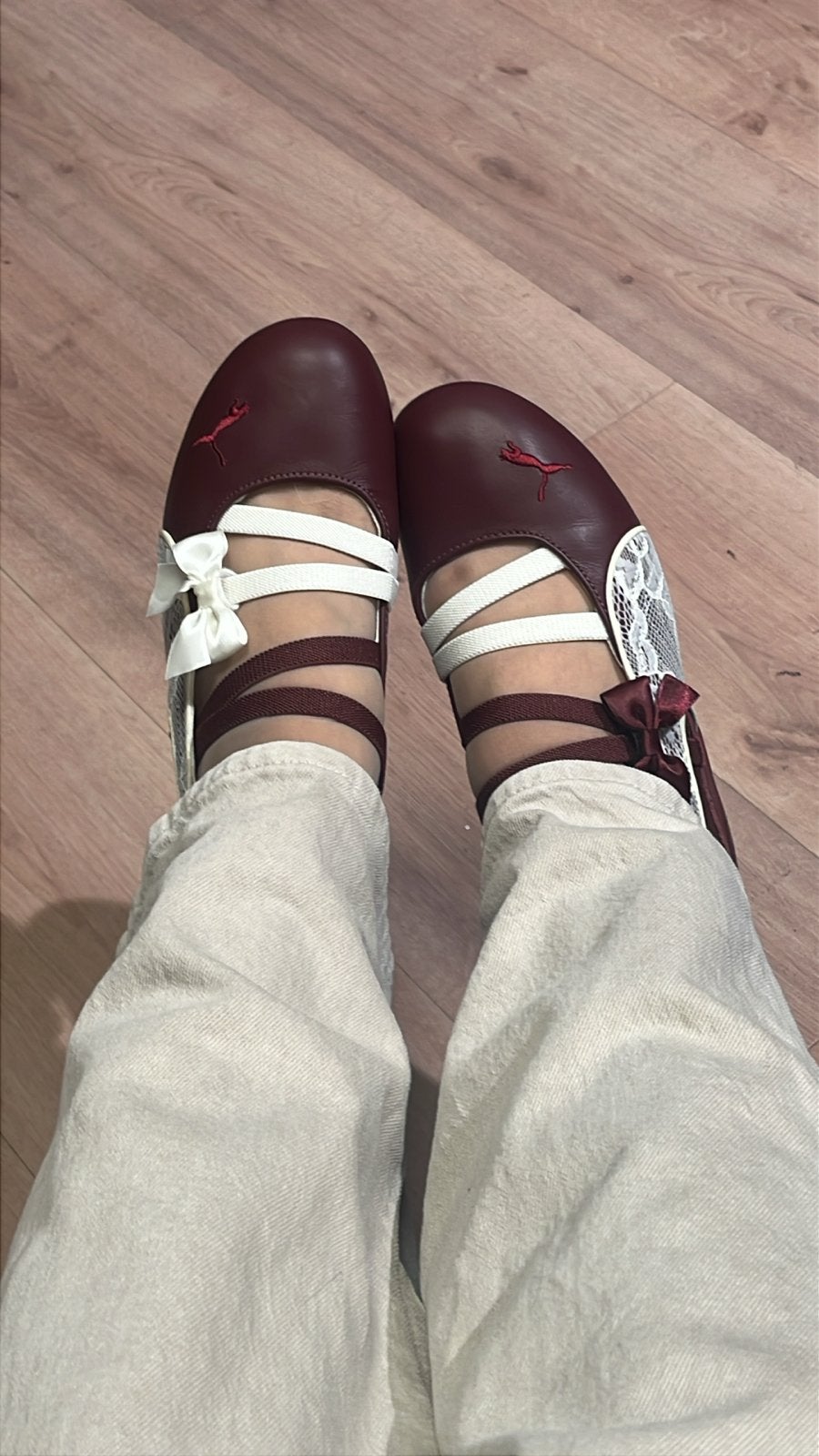 Puma Mary Jane Ballerina's - Bordeauxrood met Kant, Ophalen of Verzenden, Nieuw, Rood, Ballerina's