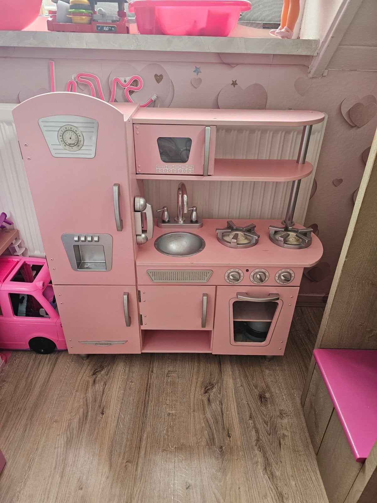 Kidkraft Roze Houten Speelkeuken met Accessoires, Kinderen en Baby's, Speelgoed | Speelkeukens, Ophalen, Zo goed als nieuw, Hout