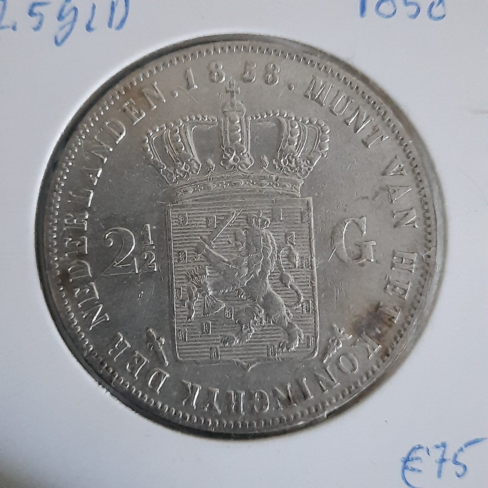 Rijksdaalder 1858 zeer fraai, Postzegels en Munten, Munten | Nederland, Ophalen of Verzenden, Koning Willem III, 2½ gulden