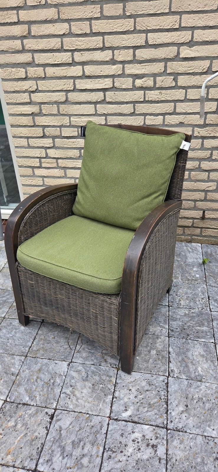 Rotan stoel met nieuwe kussens, Ophalen, Zo goed als nieuw, Rotan