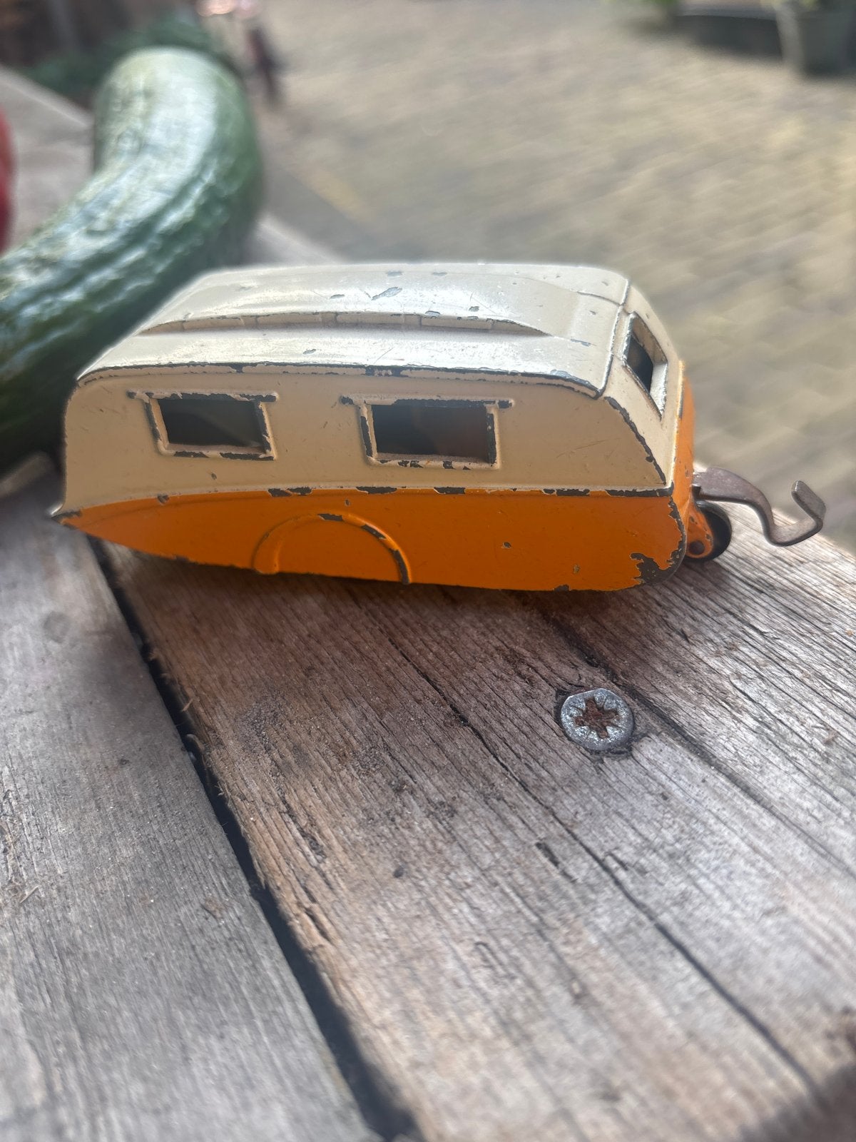 Vintage Speelgoed Caravan  dinky toys- Oranje/Crème, Ophalen of Verzenden, Gebruikt