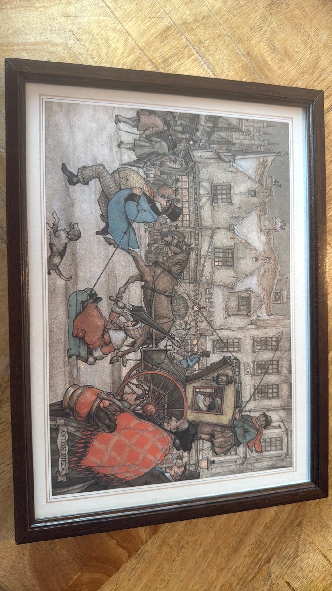 Anton Pieck, Ophalen, Schilderij, Gemengde techniek, Handgemaakt