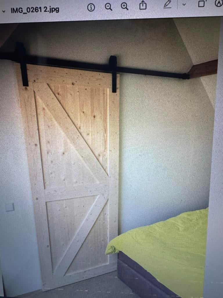Zelfgemaakte schuif/deur van Vurenhout, Ophalen, 80 tot 100 cm, Binnendeur, Zo goed als nieuw